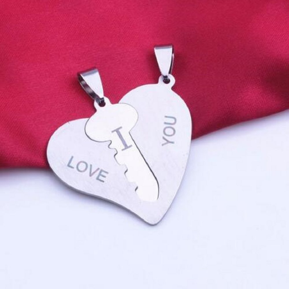 Fifth Avenue Delicate Paired I love You Heart and Key Pendants and Chains